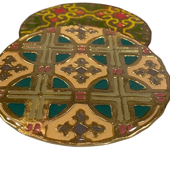 NWT anthropology "Aliye Geometric Patterns Metal Coasters" set of 4 - Picture 5 of 7